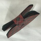 Vintage Plaid Travel Sewing Kit Red Black Tartan Folding Compact Organizer Case