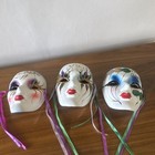 Lot Of 3 Vtg Fancy Faces New Orleans Ceramic Masks Kings Clowns Mardi Gras Set