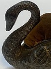 Antique Swan Figural Pincushion W original Velvet   Sw4
