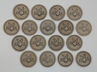 Set Of  17  Playboy Club  various Cities  25th Anniversary Wooden Nickels
