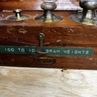 Vintage Brass Weight Set 100 To 1000 Grams In Fitted Wooden Box Antique Scale