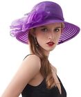 Women s Kentucky Derby Church Dress Hat Wide Brim Bridal Shower Drawstring Hat