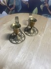 Pair Of Vintage Brass Chamber Sticks Candle Stick Holders