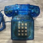 Vtg  Western Electric 2500dm Transparent Blue Push Button Touch  Desk Telephone