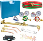Oxygen Acetylene Gas Cutting Torch Regulator Welding Kit W 15  Hose Glasses Case