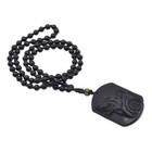 Crystal Natural Black Obsidian Wolf Head Necklace Pendant Bead With Chain