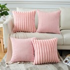 Set Of 4 Corduroy Soft Decorative Throw Pillow Covers 18x18 Inch Faux Fur Plu   