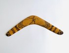 Vintage Australian Boomerang Set Lot 3 Wood Hand Painted Aboriginal Style