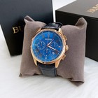 Men s Bulova Wilton Blue Classic Chronograph 97b170 Quartz Leather Watch 46 5mm