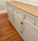 Solid Wood Sideboard Buffet Cabinet Credenza  Natural Wood  Gray Wash - 65  Inch