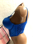 Victoria   s Secret Bombshell Very Sexy Shine Strap Push Up Corset Bra Blue Nwt