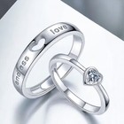 Endless Love Engraved 2pcs Couple Engagement Rings With 0 25ct Heart Sapphire