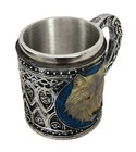 Alpha Grey Wolf Spirit Mug With Stainless Inner Cup Figurine Statue  Rustic Home