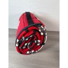 Dr  Pepper Red Black Plaid Picnic Roll Up Blanket With Handle And Pocket