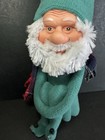Vintage Christmas Gnome Doll 1960s Knee Hugger Elf Pixie Green Turquoise Mcm