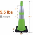 Green 12 18 28 36   Flexible Black Base Pvc Traffic Cone With Reflective Collar