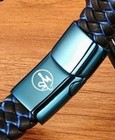 Wsesto Bracelet Black Leather Stainless Steel Magnetic Clasp Men s Bracelet