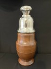 Vintage Mid-century Sterling Silver   Wood Cocktail Thermos Bottle  Decanter