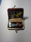 Vintage Sewing Kit Burgundy Case With Needles Thread Buttons Scissors C1960
