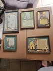 Antique Lot Of 5 Vintage Art Prints Original Framed Poems Usa          Artist