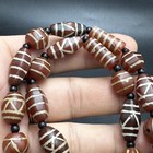 Ancient Etched Carnelian Agate Beads Necklace Beautiful Colour