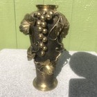 Antique Japanese Meiji Period Large Bronze Vase With Asian Grape Motif