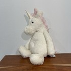 Jellycat London Bashful White Pink Unicorn Plush Stuffed Animal Beanie Large 12 