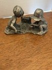 Vintage hudson Pewter  walli Ortman Figurine  Children Playing In  Sand signed