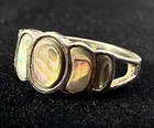 Vintage Southwest Sterling Silver 925 Oval Abalone Scalloped Band Ring E137