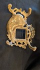 Antique Ornate Brass   Glass Inkwell Art Nouveau Style Vintage Decorative Desk