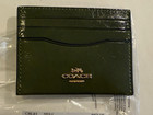Coach Cbl81 Slim Id Card Case In Shiny Crinkle Leather Gold olive Green