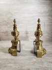 Antique Bronze Or Brass French Fireplace Andirons 18th Century Louis Xvi