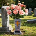 Solar Cemetery Vase For Grave Decor - Waterproof Memorial Flower Holder With Led