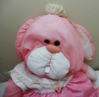 Vintage 1986 Fisher Price Puffalumps Pink Bunny Rabbit Plush Nylon Toy