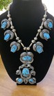 Signed Vintage Native American Necklace Turquoise   Silver
