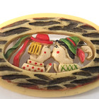 Vintage Japan Celluloid Kissing Couple Oktoberfest German Brooch Pin C Clasp