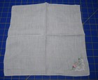 Rp 2 Vintage White Linen Hankie  Pretty Hand Petit Point Floral Embroidery