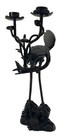Japanese Bronze Candlestick Meiji Period Crane Sat On A Turtle