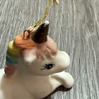 Vintage Nanco Laying Unicorn Hanging Figurine Ceramic Pastel Rainbow Ornament