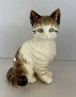 Vintage Porcelain Ceramic Tabby Cat Figurine Green Eyes Marked  Japan 6 5 