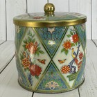 Vtg Daher Floral Embossed Retro Lidded Biscuit Tea Tin Canister Made In England