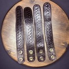 Duty Belt Keepers Leather Black Basket Weave With Hidden Double Snaps