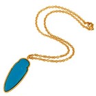 Brass Casket Pendent With Gemstone Yellow Gold Plated Turquoise Chain Necklace