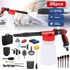 35pcs Car Wash Detailing Cleaning Kits W  Foam Gun Sprayer Collapsible Bucket Us