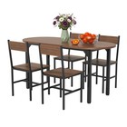     5pcs 63  Oval Dining Table Set kitchen Table And Chairs For 4 With Steel Frame