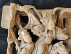 Antique Vintage Chinese Asian Hand Carved Wood Panel Detailed High Relief 18 x7 
