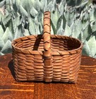 Woven Ash Splint Handled Small Basket Northeast Woodlands New England Antique
