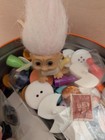 Junk Drawer Lot Vintage Toys  Buttons  Stamps And More In Vintage Tin