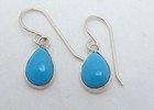 Vintage Sterling Silver Turquoise Dangle Pierced Earrings 27500