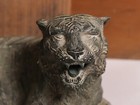 Japanese Bronze Roaring Tiger Statue 14 25inch Sculpture W box Meiji Era 19th C